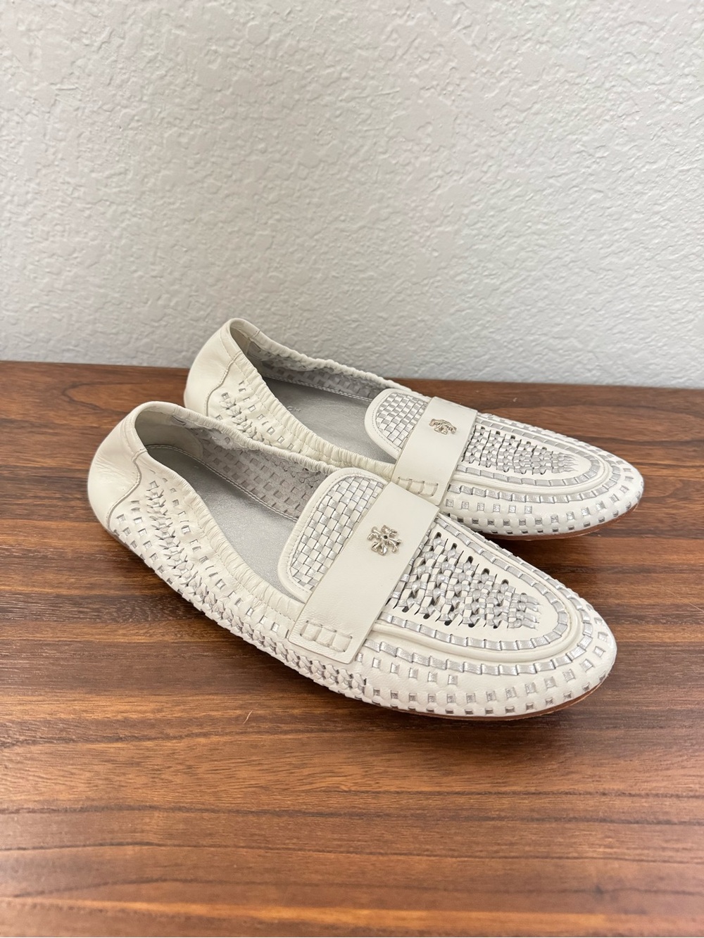 Tory Burch Woven Ballet Metallic Loafers Size 9.5
